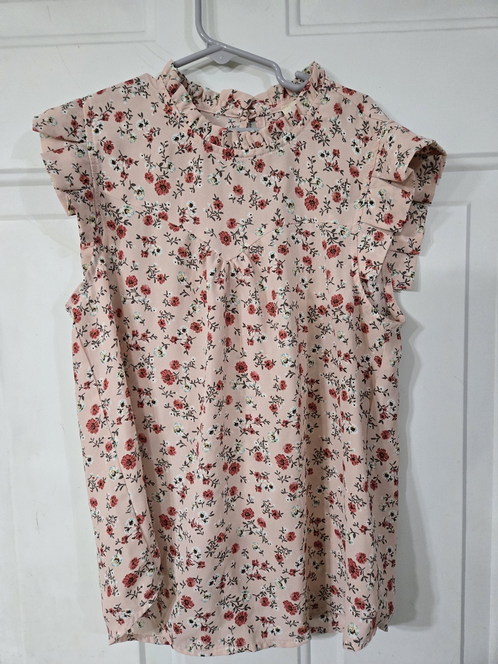 Monteau Pink Floral Ruffle Sleeve Blouse